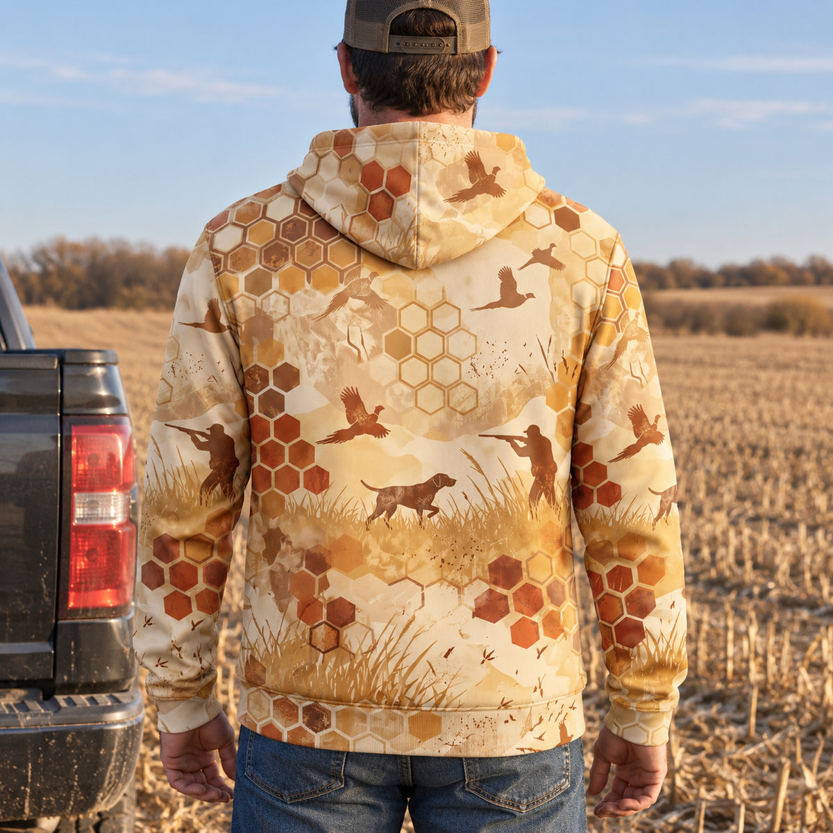 Upland Hex Camo Point Field Pullover Hoodie back