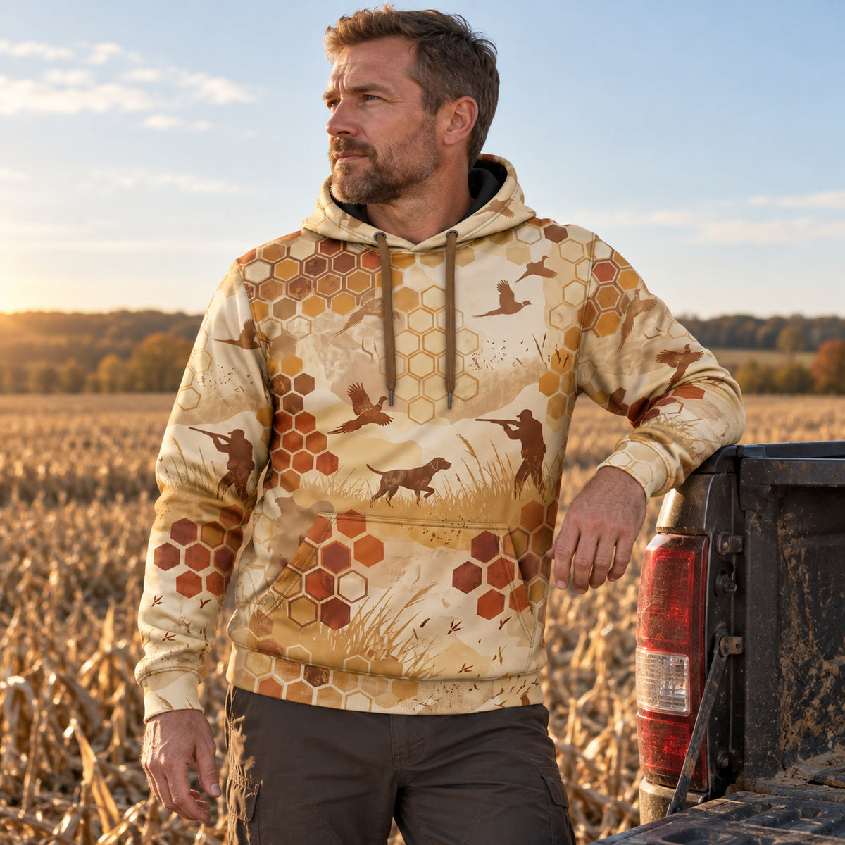 Upland Hex Camo Point Field Pullover Hoodie angled view