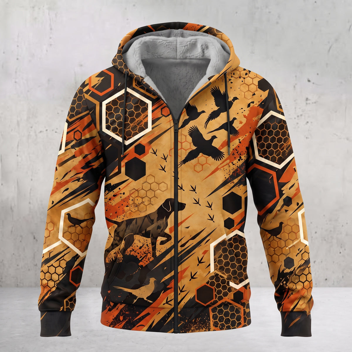 Upland Gold Comb Rooster Fleece Full-Zip Hoodie front