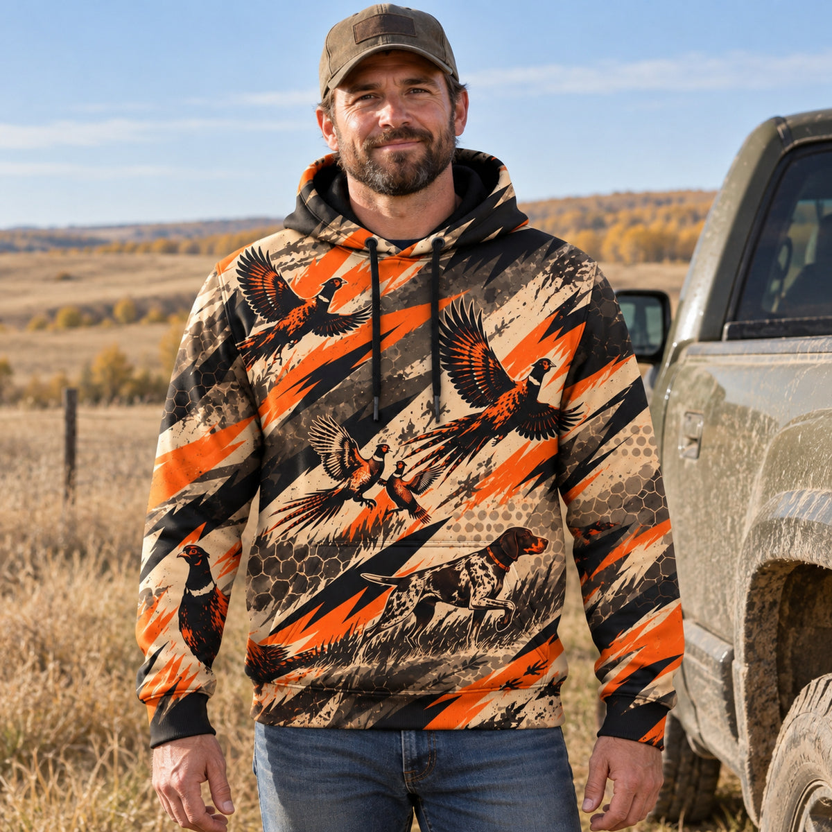 Upland Blaze Rise Field Pullover Hoodie worn outdoors