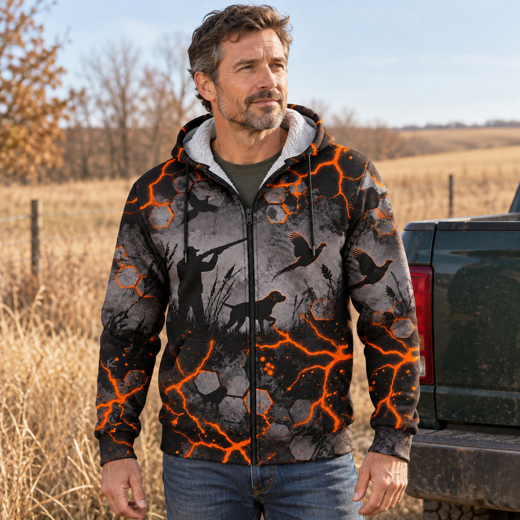 Upland Lava Vein Fleece Full-Zip Hoodie worn outdoors