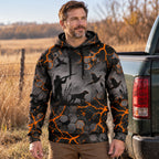 Upland Lava Vein Field Pullover Hoodie worn outdoors