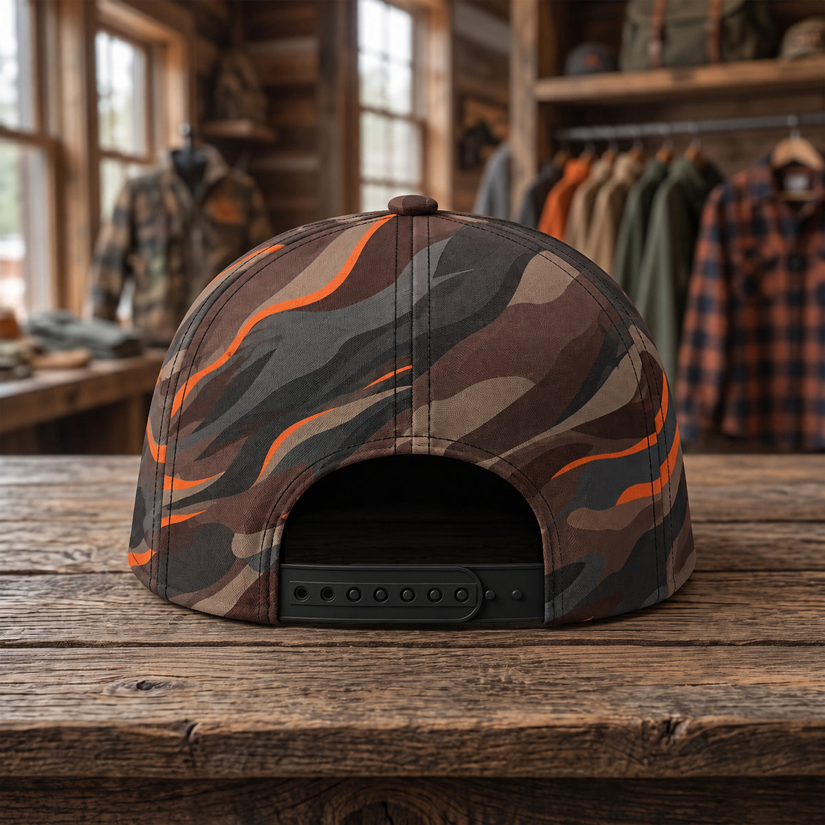 Rooster Retrieve 7 Panel Field Cap back showing the snapback closure