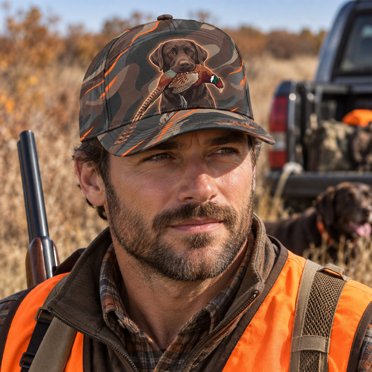 Rooster Retrieve 7 Panel Field Cap worn outdoors