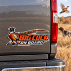 Rooster pheasant emblem on a truck tailgate, direct view