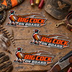 All three emblem sizes shown side by side in a hunter's garage