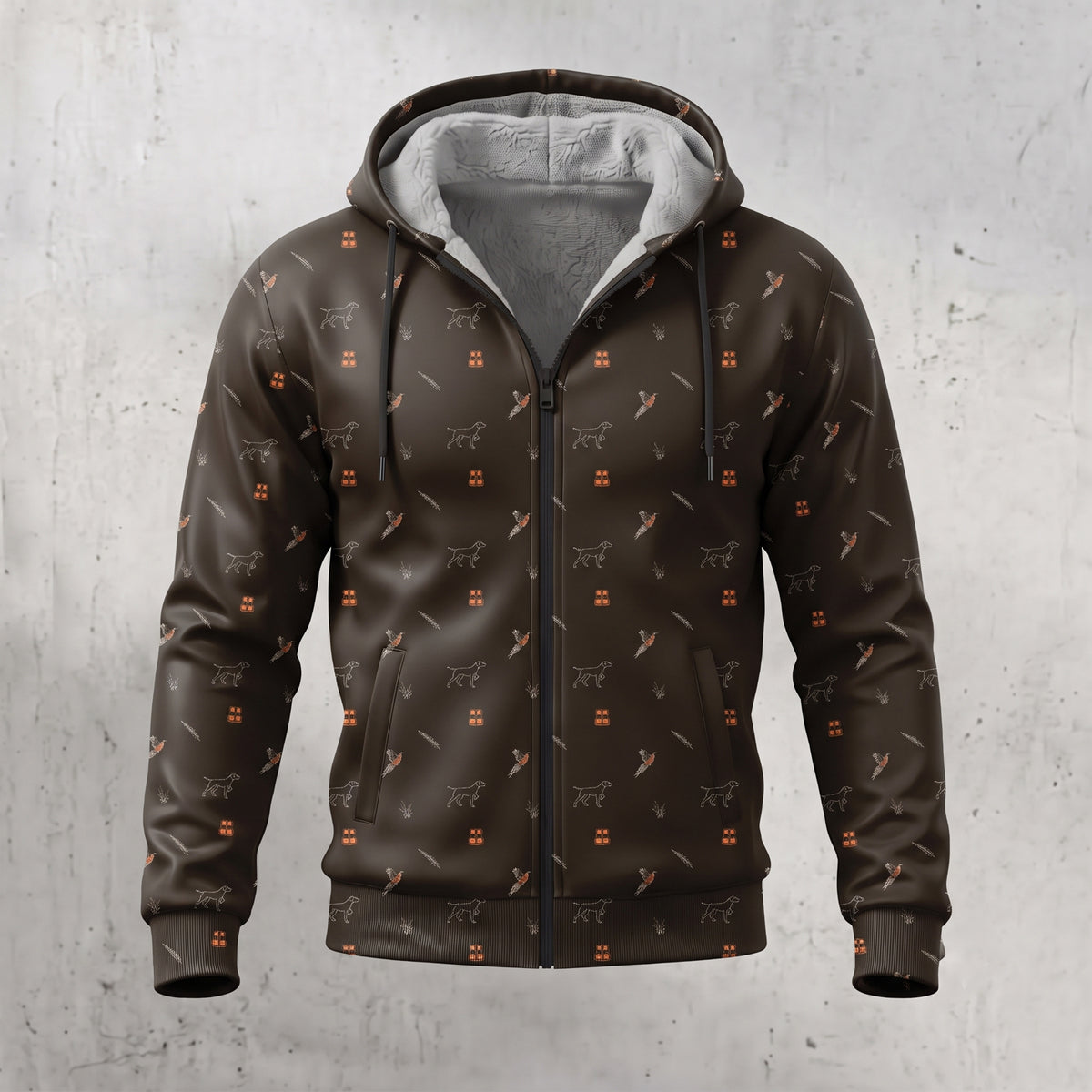 Upland Dog And Bird Icon Fleece Full-Zip Hoodie front