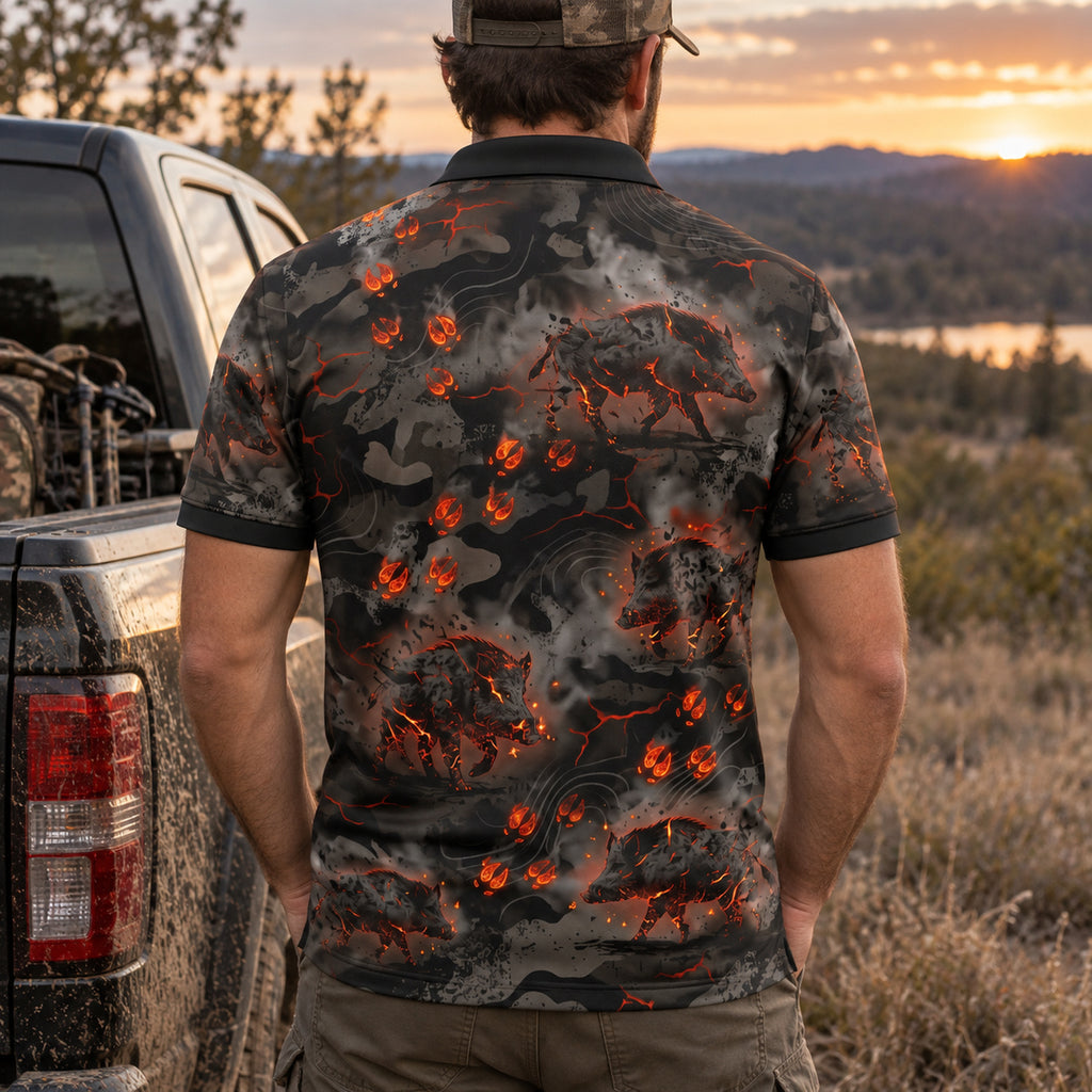 Ember Ridge Boar Polo Shirt back view