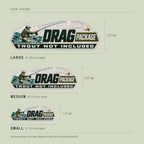 Size guide: 4 inch, 6 inch and 8 inch wide emblems shown to scale with the height each one works out to