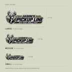 Size guide: 4, 6 and 8 inch wide emblems to scale