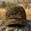 He Put Em Up Brush Camo Pointer Classic Cap front