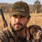 He Put Em Up Brush Camo Pointer Classic Cap worn outdoors