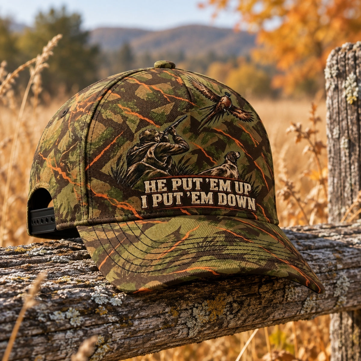 He Put Em Up Brush Camo Pointer Classic Cap side view