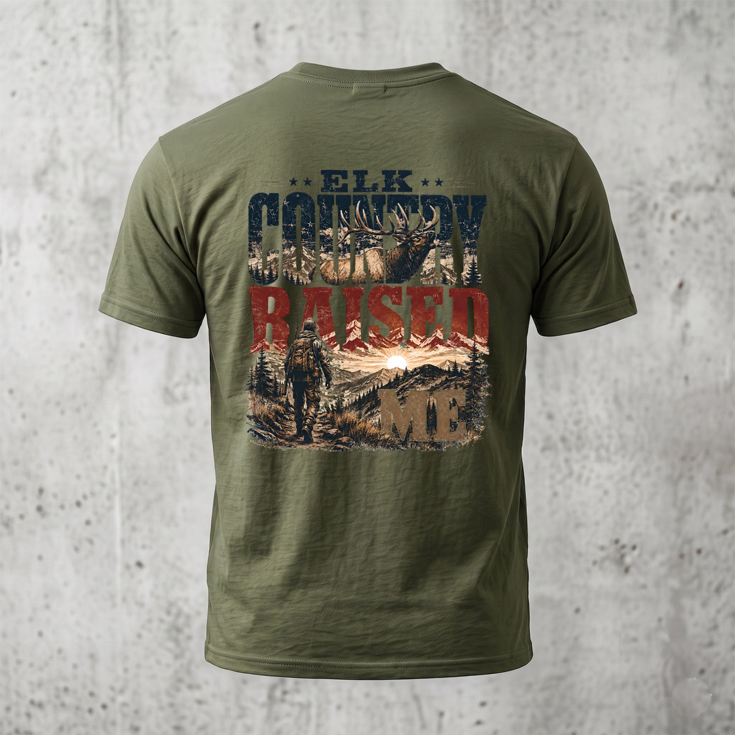 Elk Hunting - Back Graphic T-Shirt EHCT1006